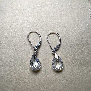 14K White Gold Dangle Earrings – 2.3g Total – CZ Teardrops – JCM Stamped